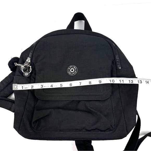 Kipling Backpack Black Nylon Shoulder Book Bag With Monkey Brand New - Picture 9 of 11